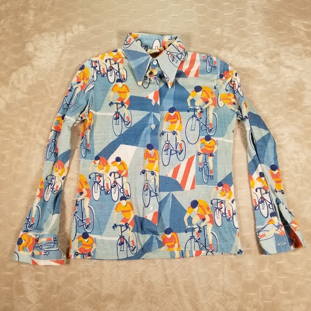 VTG Pandora Button Up Shirt Womens 11 Long Sleeve Cycling True Vintage See Pics